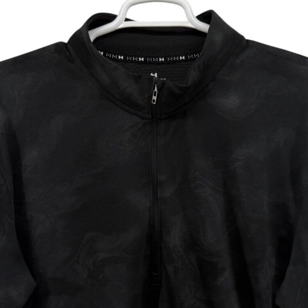 Under Armour Run Mens XXL Black Tonal Swirl Quarter Zip Mesh Back Pullover
